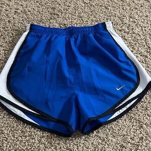Nike Women's Royal Blue and White Athletic Shorts